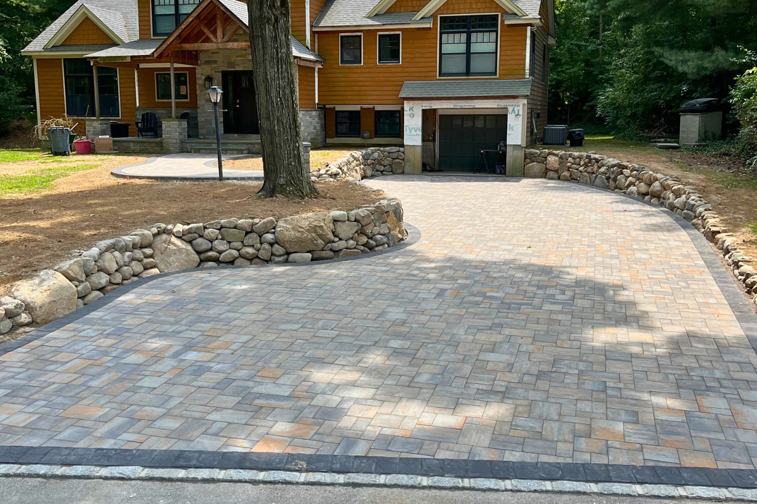 Finished paver driveway project
