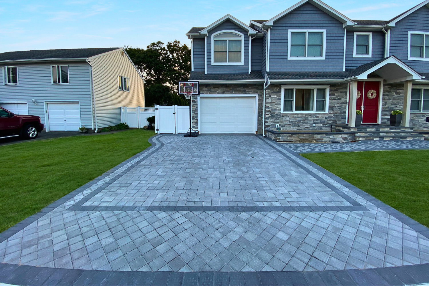 Circular driveway paver installation