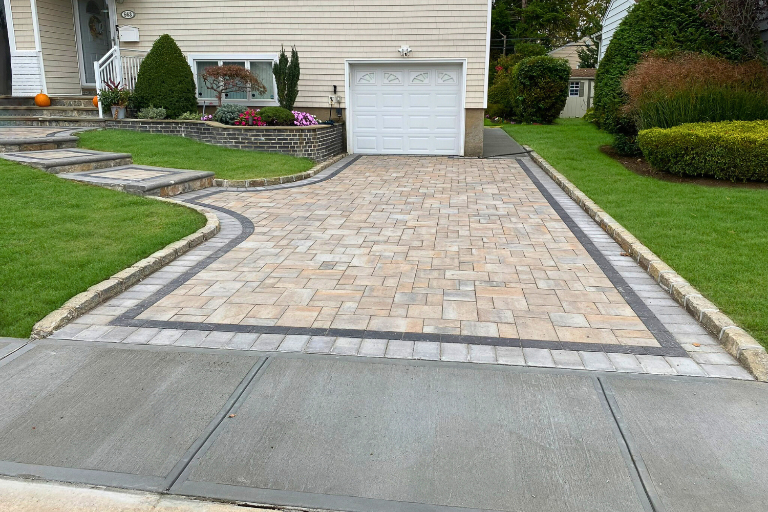 Gray paver driveway Long Island